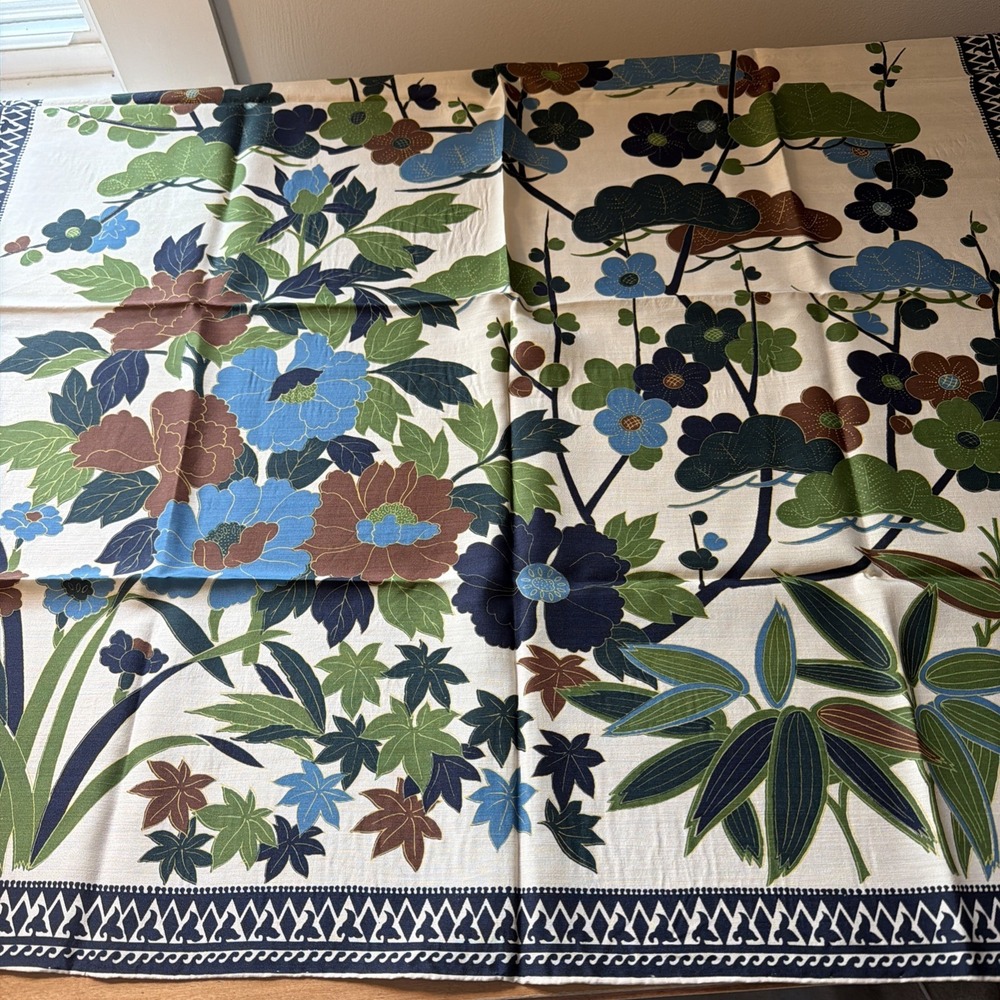 Vintage Kanebo 100% Silk Floral Scarf 31" Floral Intricate Border Japan